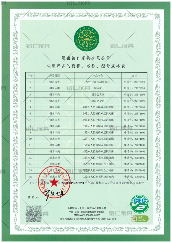 中國環(huán)境標(biāo)志產(chǎn)品認(rèn)證證書CEC-7031EL-1